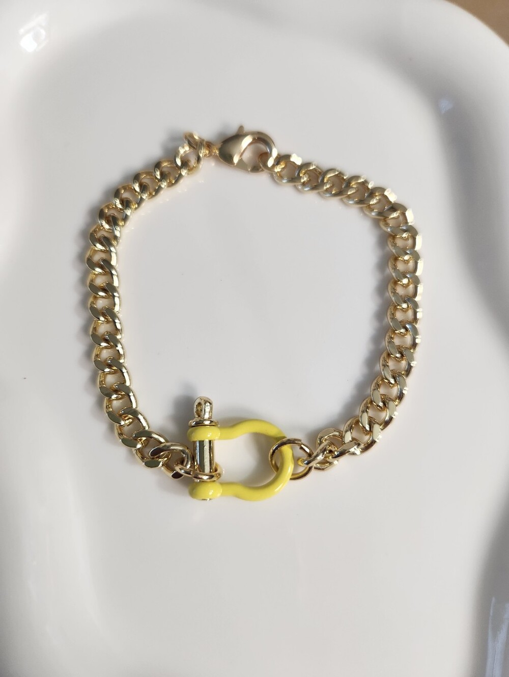 Yellow Horseshoe Charm Holder Bracelet